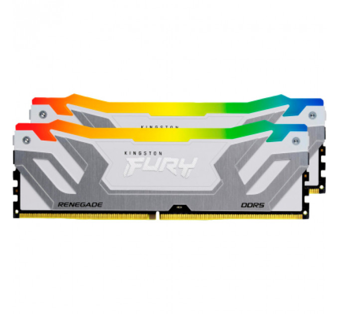 Модуль пам'яті для комп'ютера DDR5 48GB (2x24GB) 8400 MHz Renegade RGB White/Silver Kingston Fury (ex.HyperX) (KF584CU40RWAK2-48)