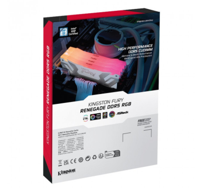 Модуль пам'яті для комп'ютера DDR5 48GB (2x24GB) 8400 MHz Renegade RGB White/Silver Kingston Fury (ex.HyperX) (KF584CU40RWAK2-48)
