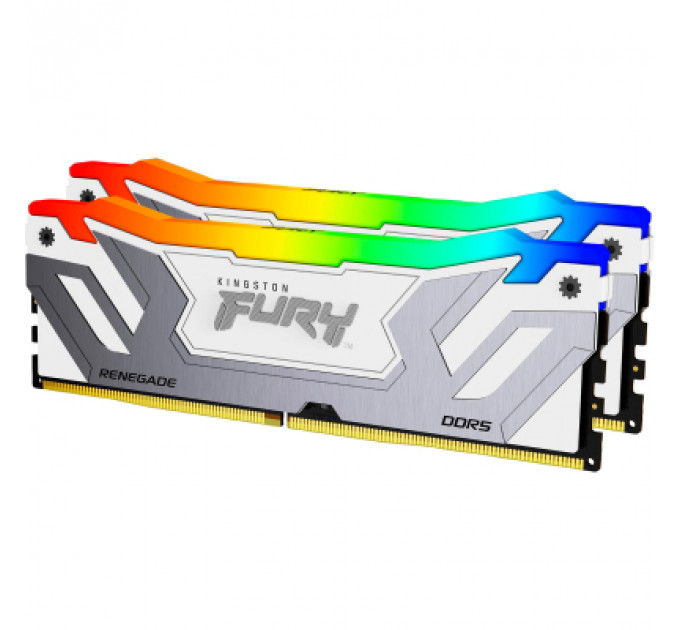Модуль пам'яті для комп'ютера DDR5 48GB (2x24GB) 8400 MHz Renegade RGB White/Silver Kingston Fury (ex.HyperX) (KF584CU40RWAK2-48)