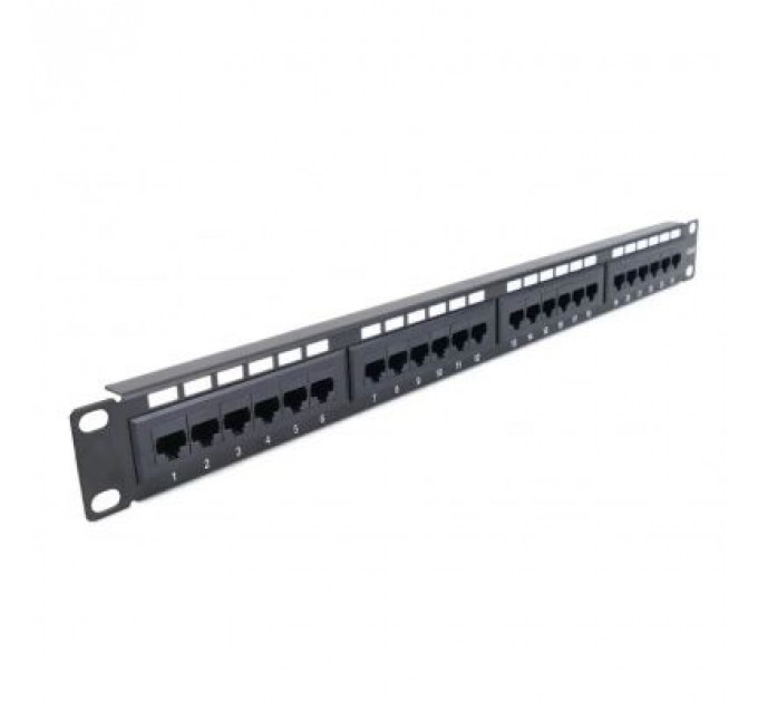 Патч-панель Hypernet 19" 24 порта UTP cat.6 з менеджментом кабеля (PP-KUTP6-24-NM-CM)