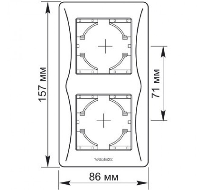 Videx Рамка Videx BINERA чорний графіт 2 пости (VF-BNFR2V-BG)