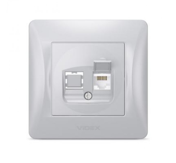 Комп'ютерна розетка Videx BINERA CAT6 одинарна сереб (VF-BNSK1PC6-SS)