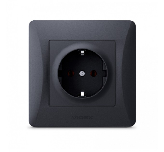 Розетка Videx BINERA 1ая із заземленням черн (VF-BNSK1G-BG)