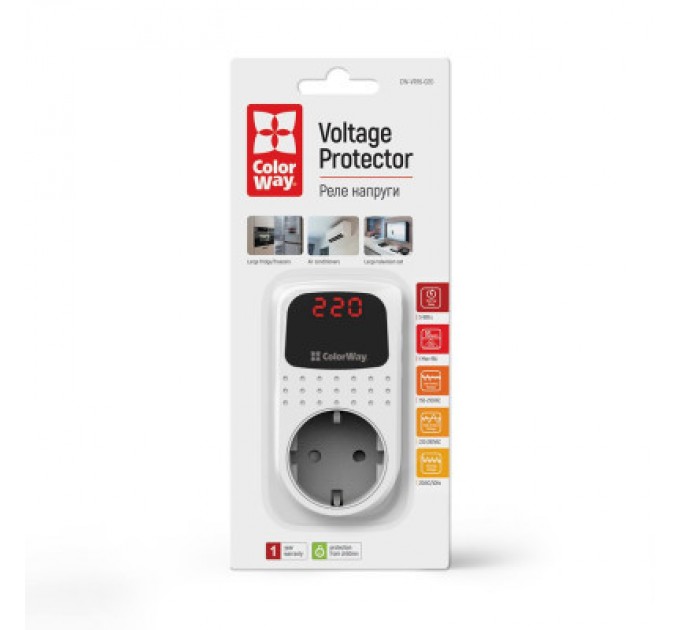 Реле напруги ColorWay DS2, white (CW-VR16-02D)