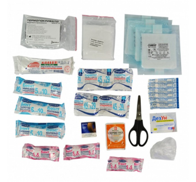 Автомобільна аптечка Poputchik "Євростандарт" згідно ТУ футляр м'який червоний (02-005-М)