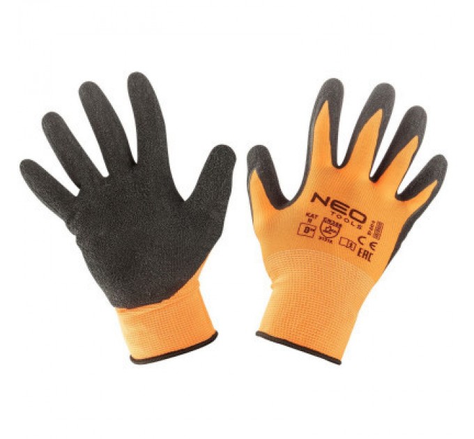 Захисні рукавиці Neo Tools робочі, поліестер з латексним покриттям, р. 8 (97-641-8)