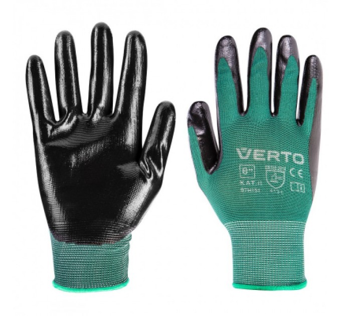 Verto Захисні рукавиці Verto нітрилові покриттям, р. 8 (97H151)