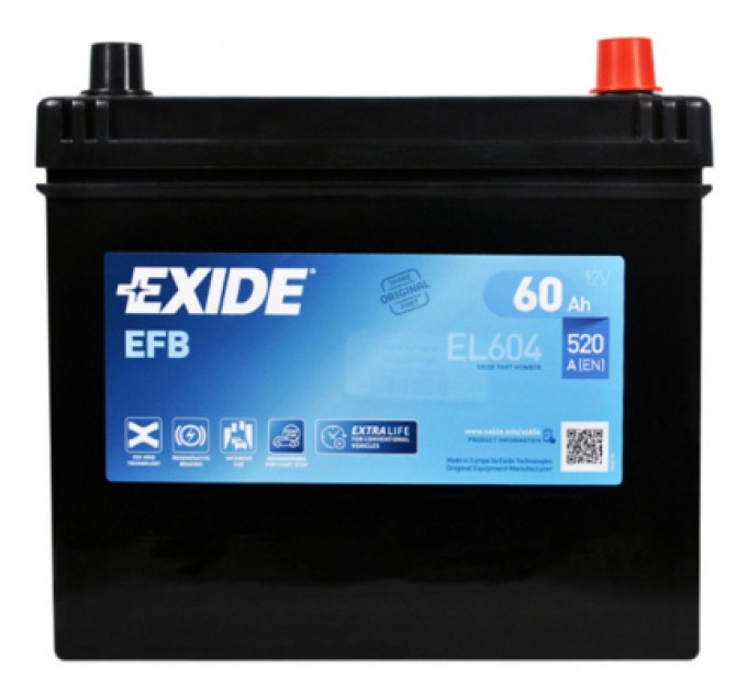 EXIDE Акумулятор автомобільний EXIDE START-STOP EFB 60A (EL604)