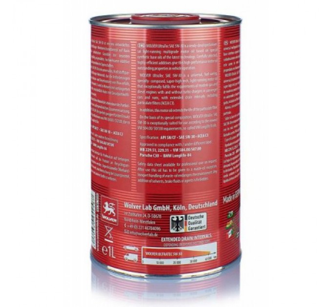 Wolver Моторна олива Wolver Ultratec 5W-30 1л (4260360942587)