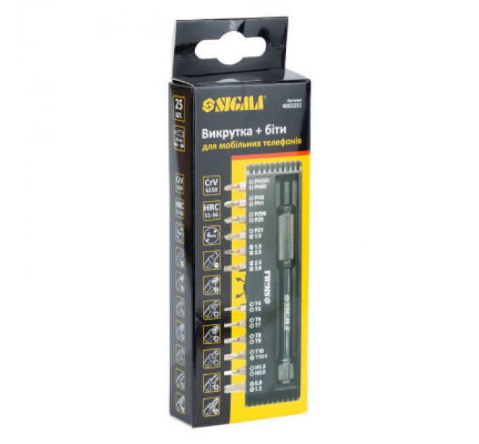 Набір викруток Sigma з бітами 1/4 "24шт CrV для мобільних телефонів (пласт кейс) (4003251)