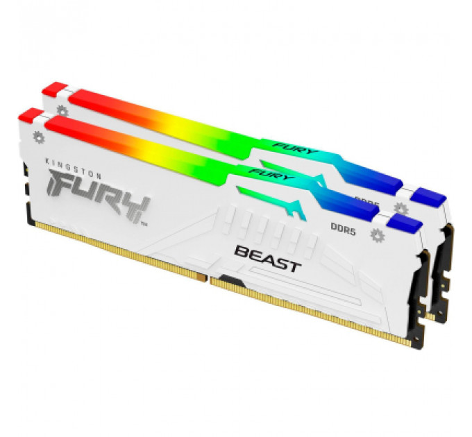 Модуль пам'яті для комп'ютера DDR5 32GB (2x16GB) 6800 MHz Beast White RGB XMP Kingston Fury (ex.HyperX) (KF568C34BWAK2-32)