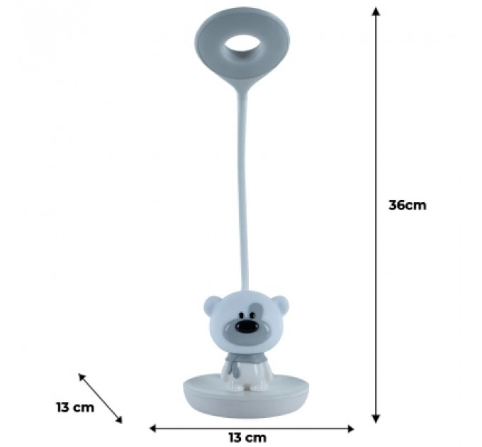 Настільна лампа Kite Bear LED з акумулятором, біла (K24-492-2-1)