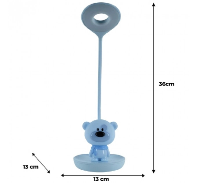 Настільна лампа Kite Bear LED з акумулятором, блакитна (K24-492-2-3)