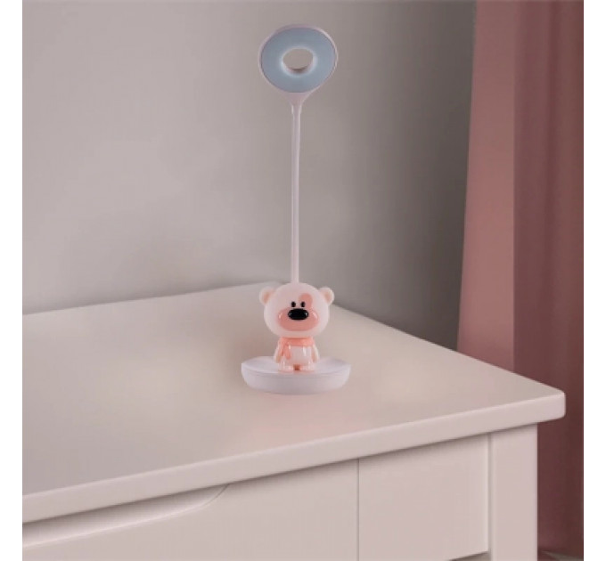 Настільна лампа Kite Bear LED з акумулятором, рожева (K24-492-2-2)
