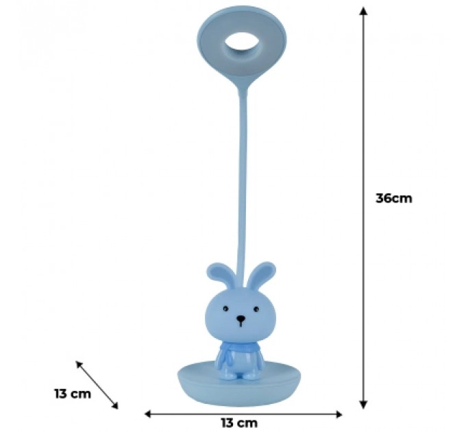 Настільна лампа Kite Bunny LED з акумулятором, блакитна (K24-492-1-3)