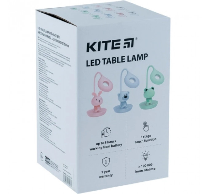 Настільна лампа Kite Bunny LED з акумулятором, блакитна (K24-492-1-3)