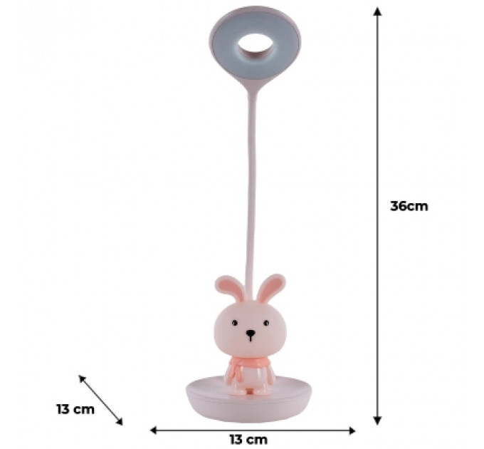 Настільна лампа Kite Bunny LED з акумулятором, рожева (K24-492-1-2)