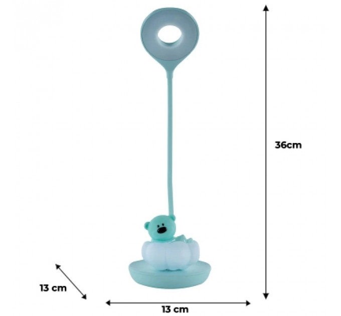 Настільна лампа Kite Cloudy Bear LED з акумулятором, зелена (K24-493-2-4)