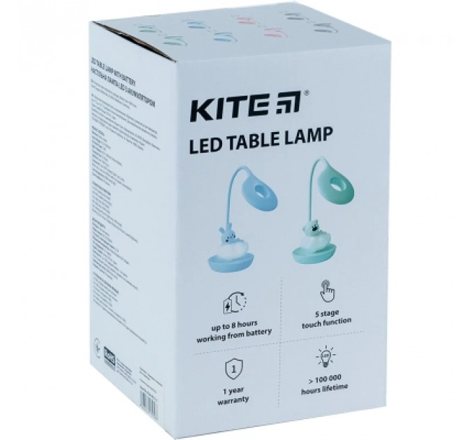 Настільна лампа Kite Cloudy Bunny LED з акумулятором, блакитна (K24-493-1-3)