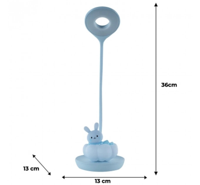 Настільна лампа Kite Cloudy Bunny LED з акумулятором, блакитна (K24-493-1-3)