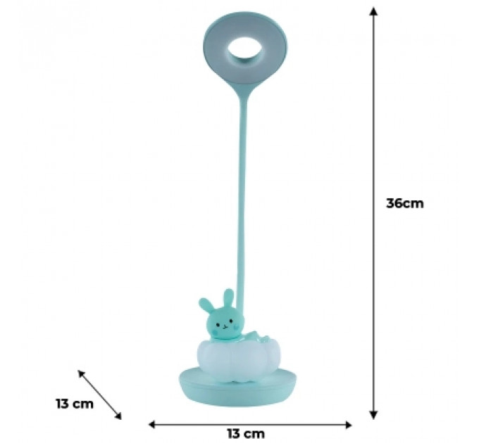 Настільна лампа Kite Cloudy Bunny LED з акумулятором, зелена (K24-493-1-4)