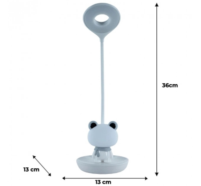 Настільна лампа Kite Froggy LED з акумулятором, біла (K24-492-3-1)