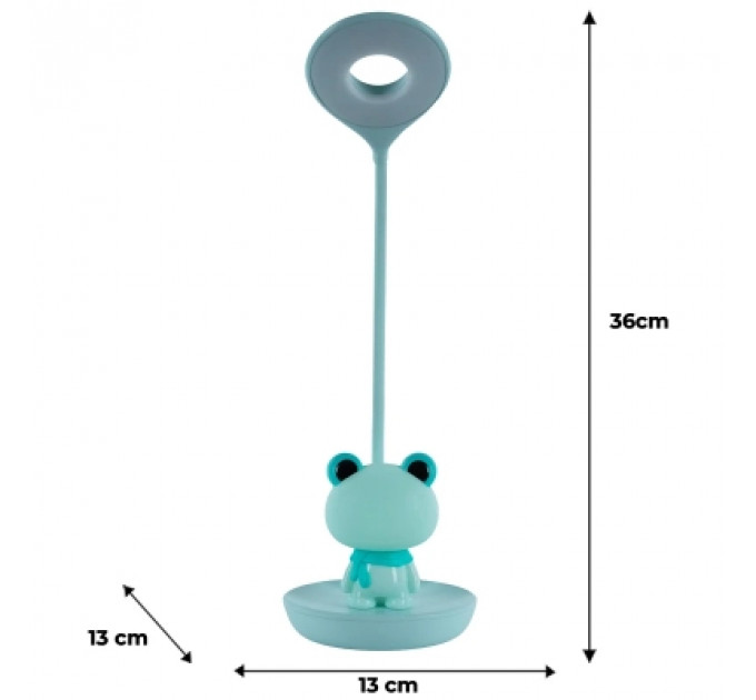 Настільна лампа Kite Froggy LED з акумулятором, зелена (K24-492-3-4)