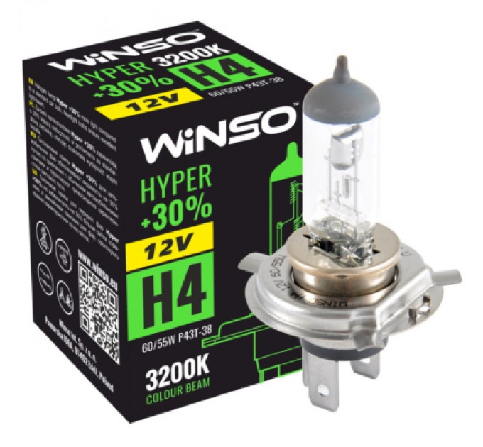 WINSO Автолампа WINSO H4 HYPER +30 60/55W (712400)