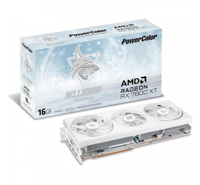 Відеокарта AMD Radeon RX 7800 XT 16GB GDDR6 Hellhound Spectral White PowerColor (RX 7800 XT 16G-L/OC/WHITE)