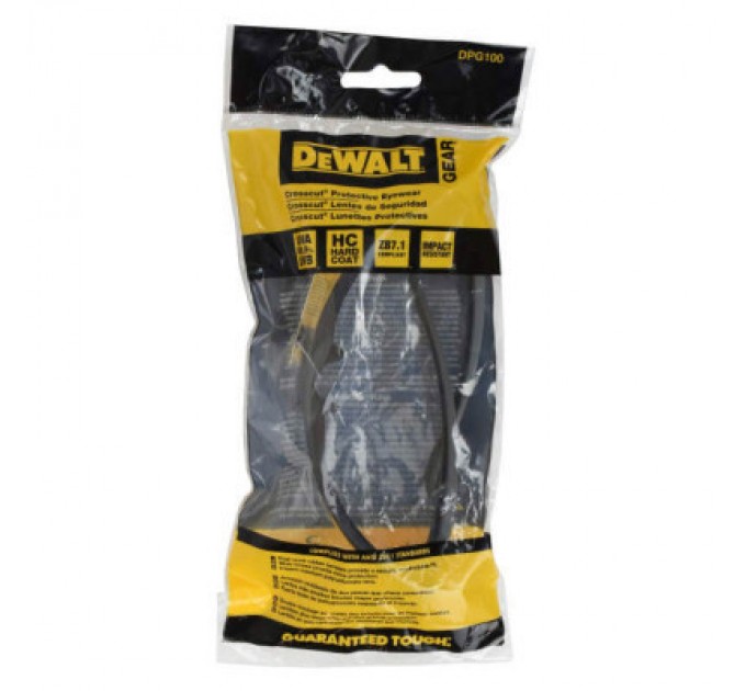 Захисні окуляри DeWALT Crosscut, прозорі, полікарбонатні (DPG100-1D)