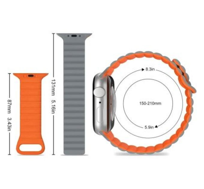 Drobak Ремінець до смарт-годинника Drobak Silicone Magnetic Link для Apple Watch All Series Ultra 2 49/45/44/42mm Dark black (898929)