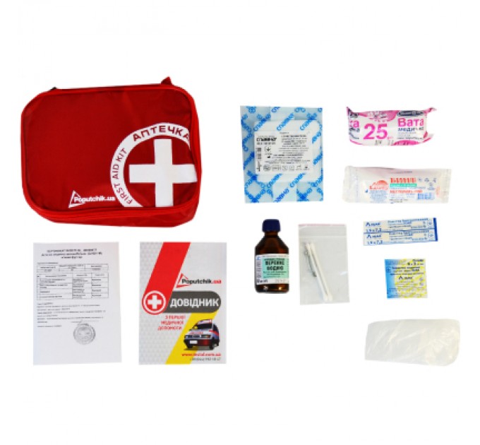 Автомобільна аптечка Poputchik згідно ТУ м"який футляр (02-001-М)
