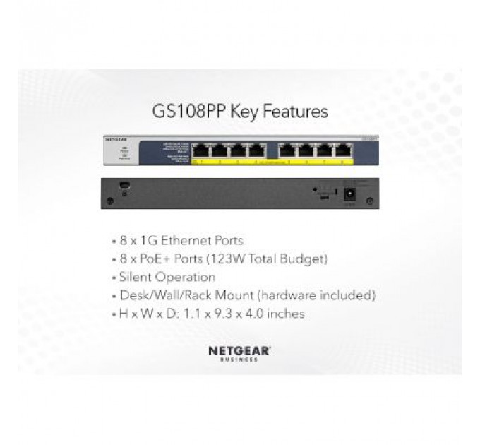 Комутатор мережевий Netgear GS108PP-100EUS