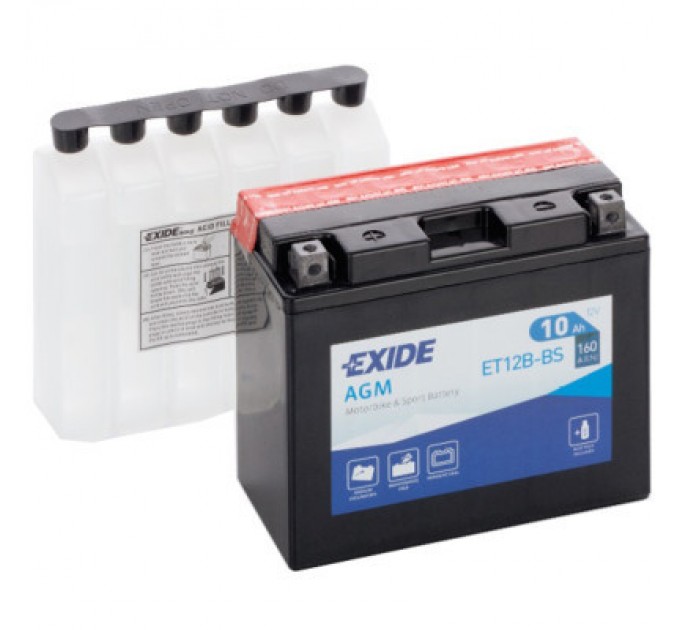 Акумулятор автомобільний EXIDE AGM 10Ah (+/-) (160EN) (ET12B-BS)