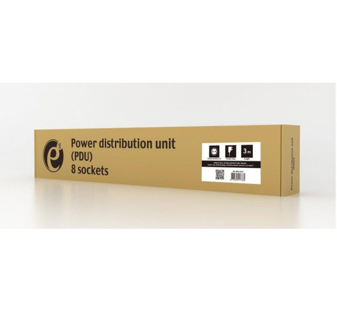 Блок розеток EnerGenie 19" 1U (EG-PDU-014) алюм. корп.,  8 розеток,  16A, 3м, чорний, вилка Schuko