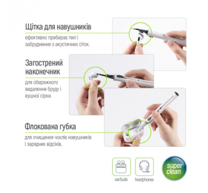 Універсальний чистячий набір ColorWay Cleaning Pen, for Earphones, 3 in 1 (CW-1131)