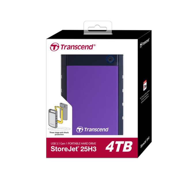 Transcend Зовнішній жорсткий диск 2.5" 4TB Transcend (TS4TSJ25H3P)