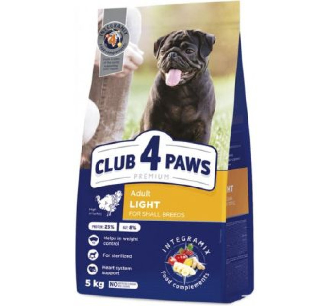 Club 4 Paws Сухий корм для собак Club 4 Paws Преміум. Контроль ваги з індичкою для малих порід 5 кг (4820215367851)
