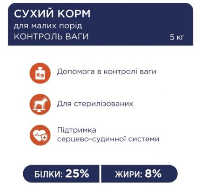 Club 4 Paws Сухий корм для собак Club 4 Paws Преміум. Контроль ваги з індичкою для малих порід 5 кг (4820215367851)