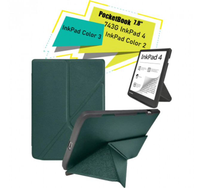 Чохол до електронної книги BeCover Ultra Slim Origami PocketBook 743G InkPad 4/InkPad Color 2/InkPad Color 3 (7.8") Dark Green (713084)
