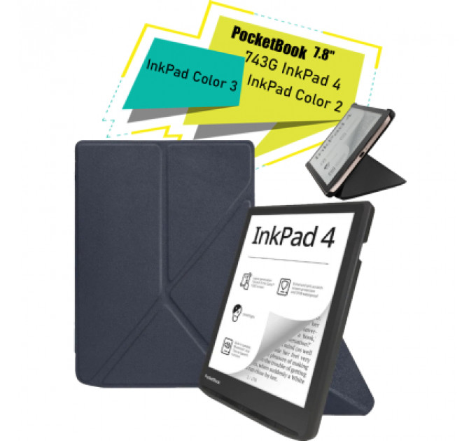 Чохол до електронної книги BeCover Ultra Slim Origami PocketBook 743G InkPad 4/InkPad Color 2/InkPad Color 3 (7.8") Deep Blue (713083)