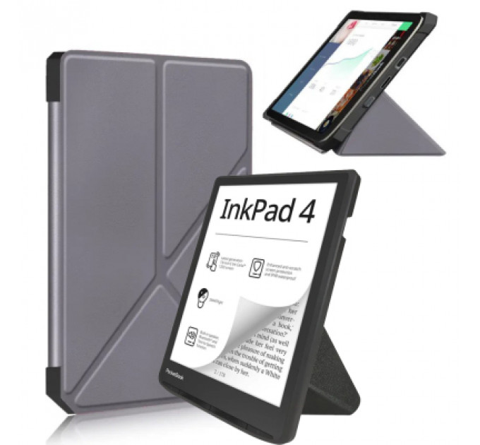Чохол до електронної книги BeCover Ultra Slim Origami PocketBook 743G InkPad 4/InkPad Color 2/InkPad Color 3 (7.8") Gray (713087)