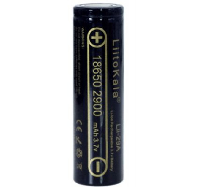 Liitokala Акумулятор 18650 2900mAh Li-Ion, (2850-2950mah), 3.7V (2.75-4.2V), Blac Liitokala (Lii-29A)