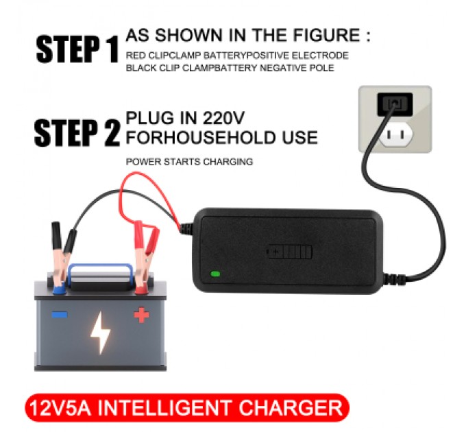 XoKo Зарядний пристрій для автомобільного акумулятора XoKo XK-CC12-5A
