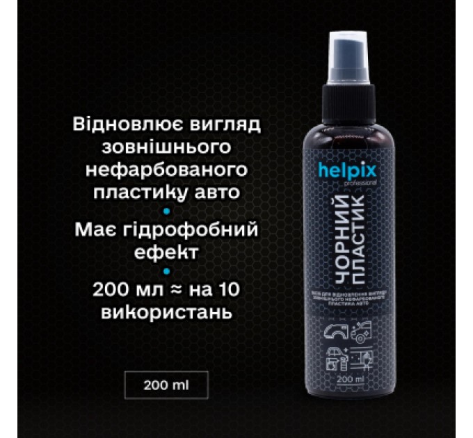 Автомобільний очисник Helpix відновлення пластику Чорний пластик 200 м (4823075804542)
