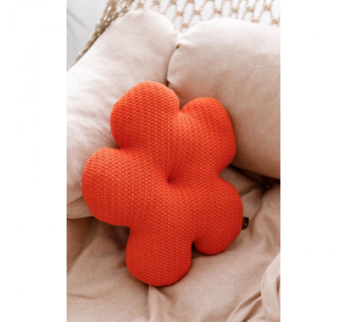 Подушка Прованс в'язана декоративна Квіточка 40 см Помаранчева (033715)
