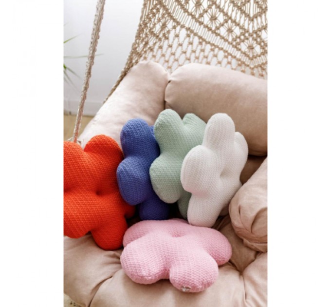 Подушка Прованс в'язана декоративна Квіточка 40 см Помаранчева (033715)