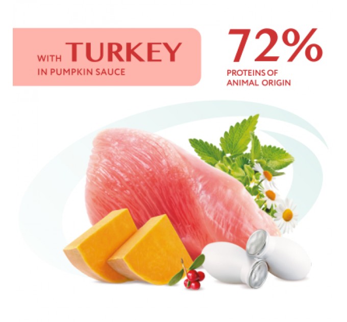 Optimeal Вологий корм для кішок Optimeal з індичкою в гарбузовому соусі 85 г (4820215365857)