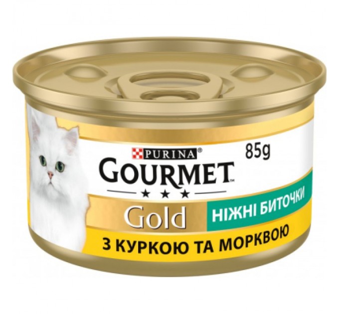 Purina Gourmet Вологий корм для кішок Purina Gourmet Gold. Ніжні биточки з куркою і морквою 85 г (7613035442207)
