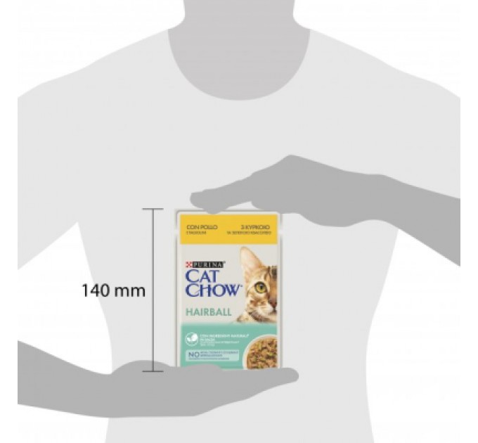 Purina Cat Chow Вологий корм для кішок Purina Cat Chow Hairball з куркою та зеленою квасолею в желе 85г (7613037031393)